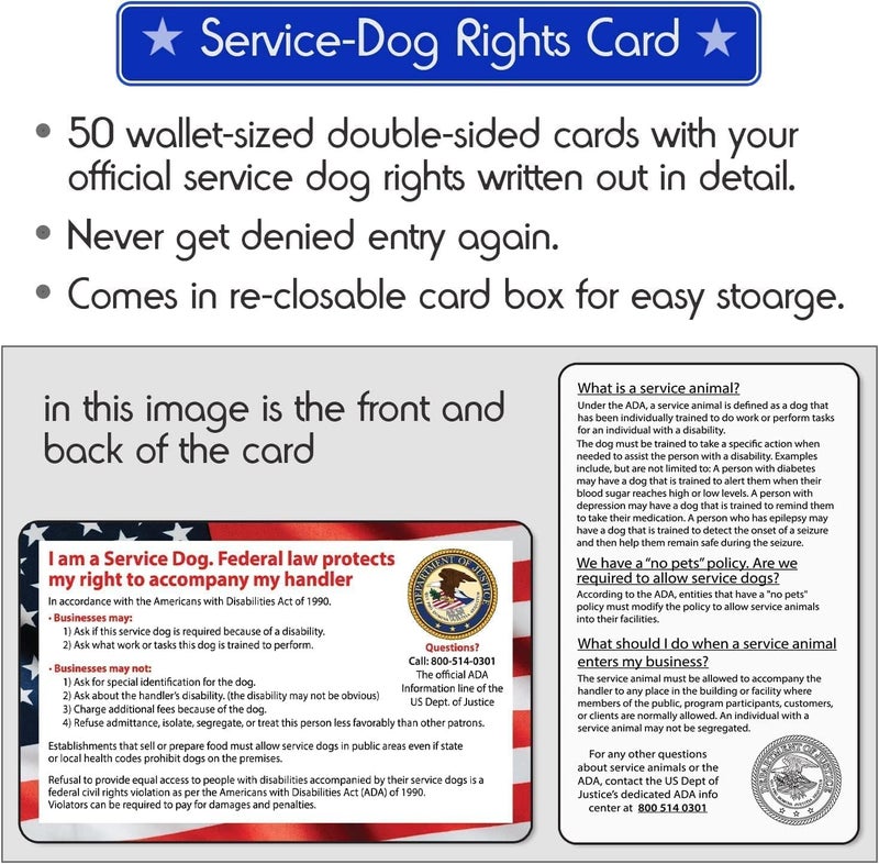 Pelto Service Dog Vest + ID Tag + 50 ADA Information Cards - Service Dog Harness in Sizes X Small to XX Large, Metal Dog Tag has Durable Clip, Service Animal Information Cards are 2-Sided. ESA Accessory Set - Image 4